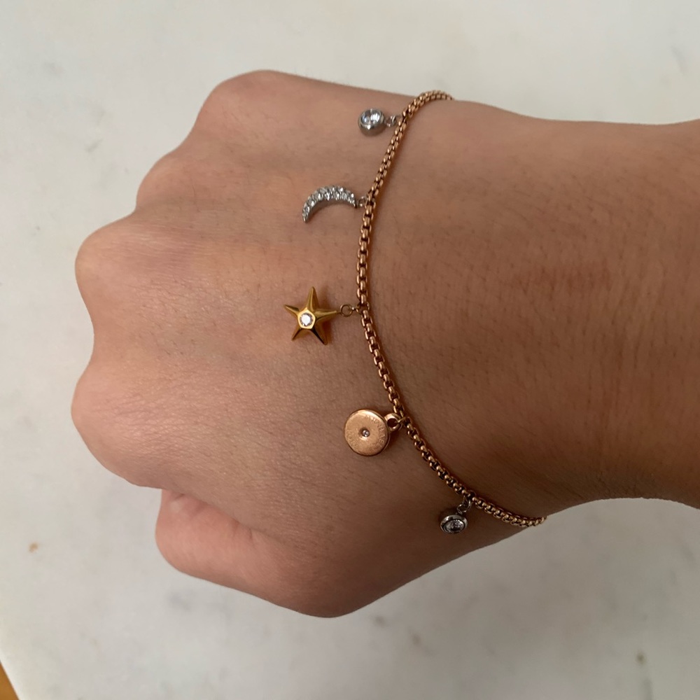 Michael kors rose gold star moon charm bracelet